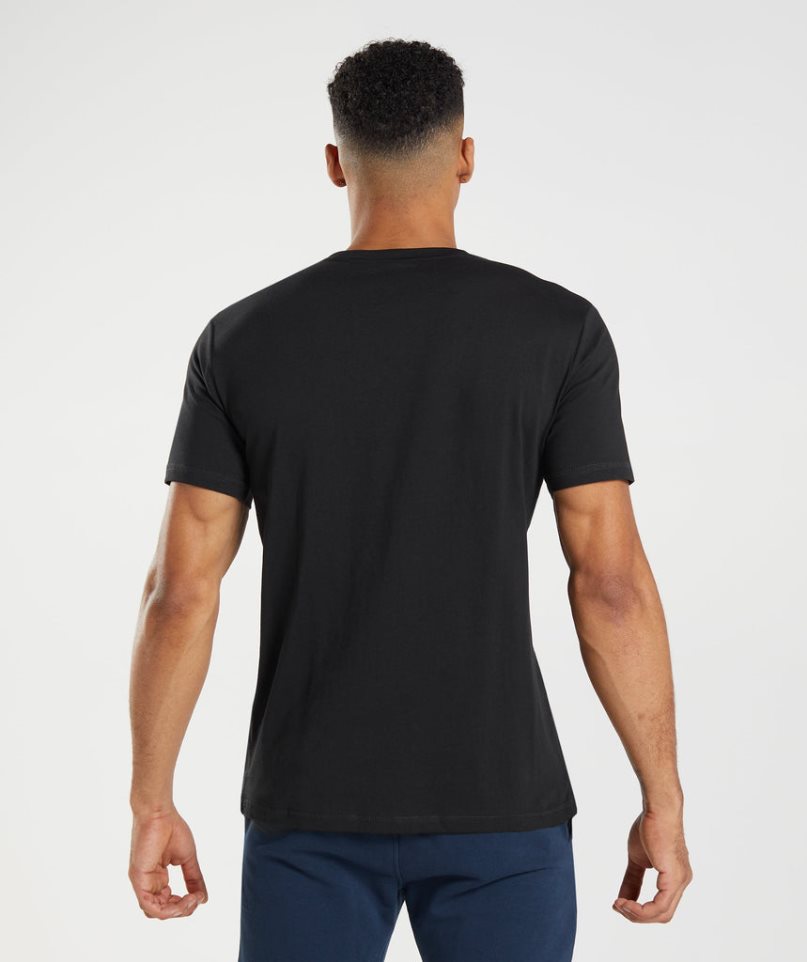 Men's Gymshark Sharkhead Infill T-Shirts Black | NZ 2DNAOT